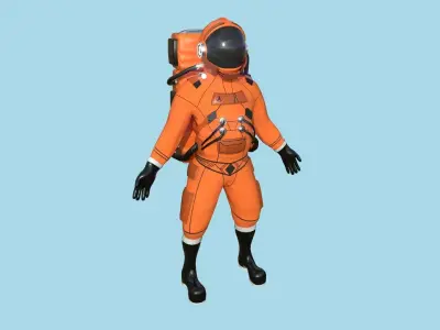 Astronaut Outfit 03 - Orange - Character Design Fashion Low-poly 3D model