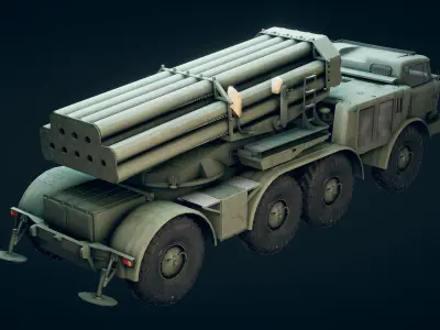 ZiL-135 Russian Heavy Military Truck Low-poly 3D model
