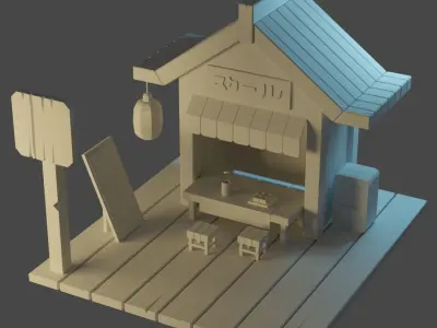 Sushi Shop Low-poly 3D model