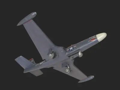 US Navy F2H Banshee fighter Korean War Low-poly 3D model