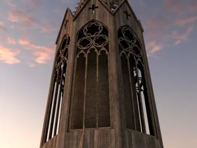 3D Church Model at sunset 3D model