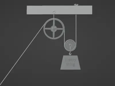 Mechanical Pulley Animated 6 3D model