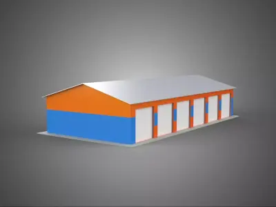 COMMERCIAL GARAGE WORKSHOP BUILDING VEHICLE CAR PARKING STORAGE 3D model
