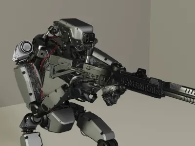 Humanoid Army and Police Robot Free 3D model