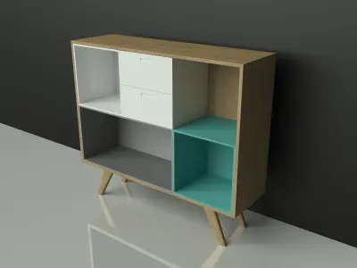 Commode cabinet - wood - colorful - furniture set - Artrzcinski Low-poly 3D model