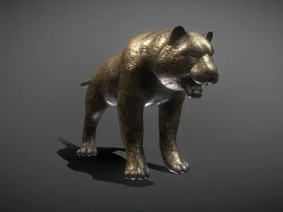 Tiger Bronze Statue Low-poly 3D model