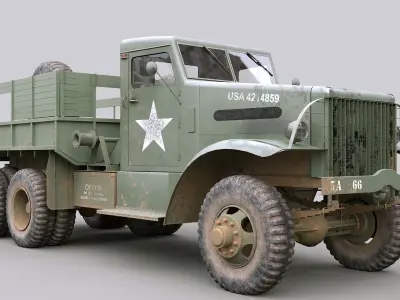 Cargo Truck US White 666 Low-poly 3D model