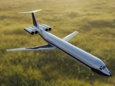 VC10 1500 Style Quad Jetliner - Custom Rear-Engine Low-poly 3D model