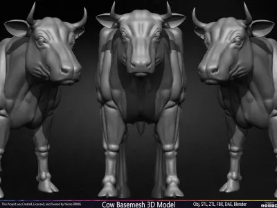 Cow Basemesh 3D Model Low-poly 3D model