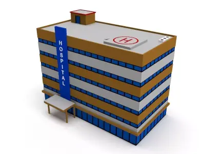 Game Ready Low Poly Hospital building Low-poly 3D model