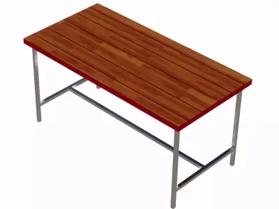 Wood Table with Steel Leg 3D model