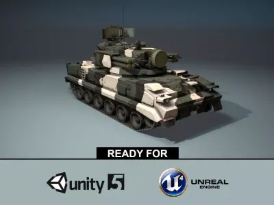 2K22 Tunguska -  Russian SAM Low-poly 3D model