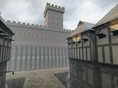 Medieval European Street Low-poly 3D model