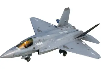 Shenyang J35 F35 gyrfalcon Fighter J-35 stealth aircraft Low-poly 3D model