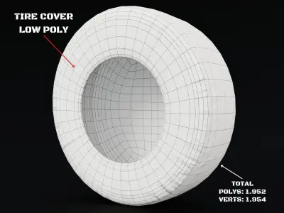 Wheel Tire Off Road - Bundle Low-poly 3D model