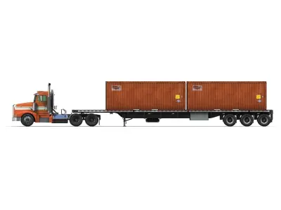 Peterbilt 377 container truck Low-poly 3D model