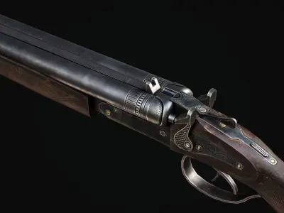 Double Barrel Shotgun - PBR Game Ready Low-poly 3D model