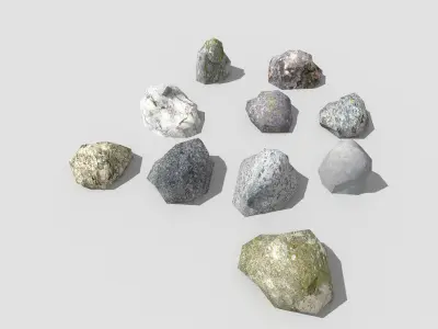 low poly rocks collection 6 group of Low-poly 3D model