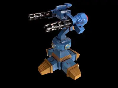 Machine Gun Turret Low-poly 3D model