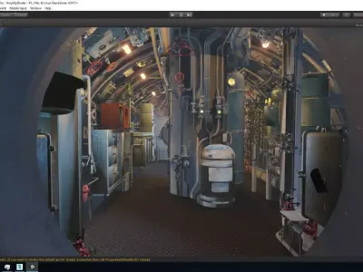 Classic Submarine with Cockpit Detail and 2 UUV Low-poly 3D model