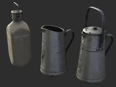 German Drink Containers WWII Low-poly 3D model