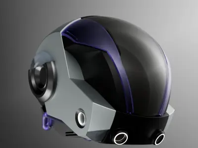 SCIFI Futuristic 3D Helmet Model Blender Low-poly 3D model