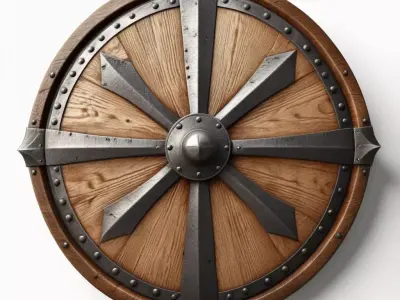 Viking Round Wooden Shield 3D model purchase