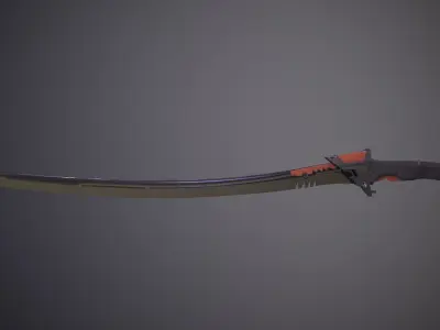Sci-fi-Katana sword with orange handle Low-poly 3D model