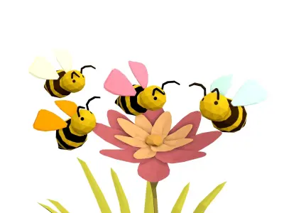 Cartoon Bees -LOW POLY Low-poly 3D model