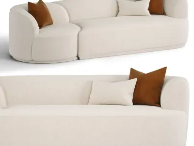 Fickle Cream Boucle 2 Piece Modular Sofa 3D model