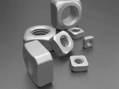 Nut DIN 557 - M3 to M12 3D model