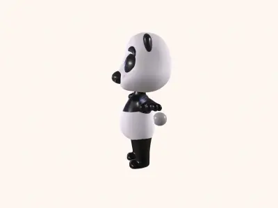 Cartoon 009 Character Panda Cute  Low-poly 3D model