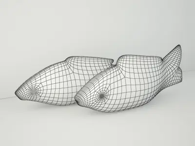 Hand Carved Petrified Wood Koi Fish 4 3D model