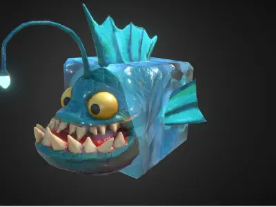Spike the Angler Fish Animated Low-poly 3D model