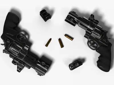 Vintage Revolver Low-poly 3D model