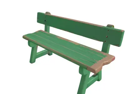 Worn Wooden Bench 3D Model 3D model