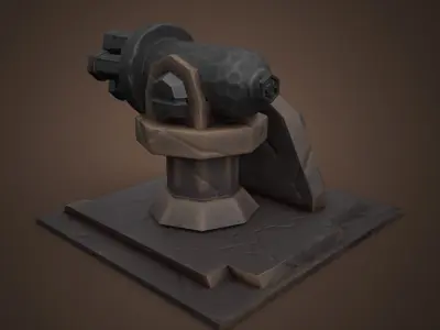 Stylized Cannon Free low-poly 3D model