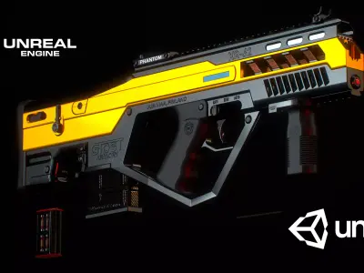 XR-62 Bullpup Railgun Low-poly 3D model