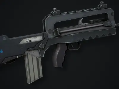 Famas F-1 Assault Rifle - Low Poly Game Ready Low-poly 3D model