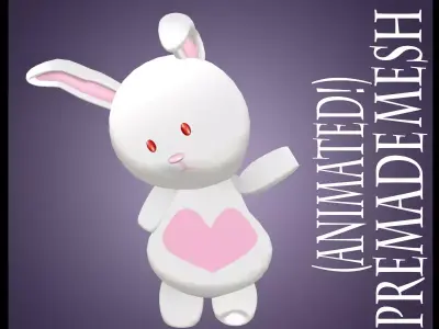 Animated Bunny Pet For IMVU Low-poly 3D model