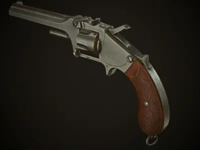 Revolver Saxon Reichsrevolver M1873 Low-poly 3D model