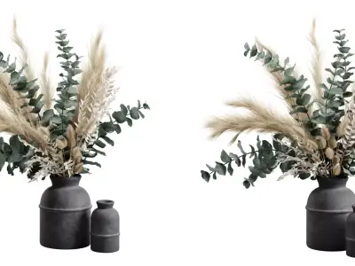 Vase Bouquet Pampas 03 Free 3D model