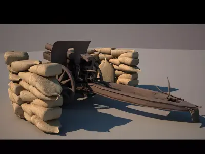 Ottoman 105mm Feldhaubite 3D model