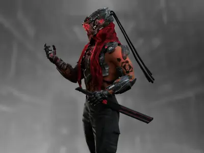 Sci Fi Cyberpunk Samurai Low-poly 3D model