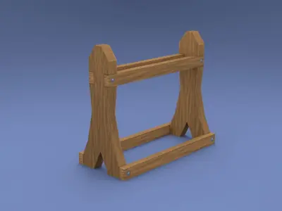 Hand-painted Medieval Weapon Rack Free low-poly 3D model