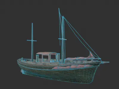  Fishing Boat Low-poly 3D model