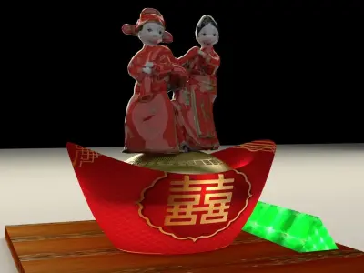 Chinese wedding couple figurine 3D model