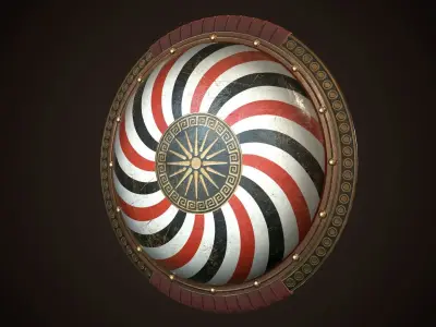 Hoplite Shield Makedonian Sun Low-poly 3D model