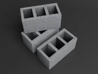 Cinder block Lowpoly pack of bricks blocks low-poly Free low-poly 3D model