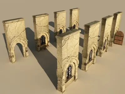 Gothic-Style Medieval Basilica Builders Kit 3D model